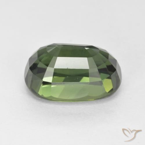 Zafiro Verde marrón natural de 4.05 ct, Ovalada, VVS