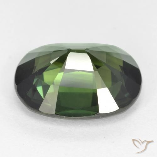 Zafiro Verde frío natural de 6.25 ct, Ovalada, VVS