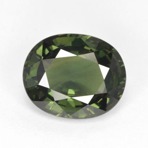 Zafiro Verde cálido natural de 4.12 ct, Corte Óvalo, VVS