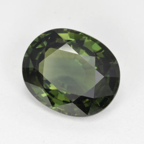 Zafiro Verde cálido natural de 4.12 ct, Corte Óvalo, VVS