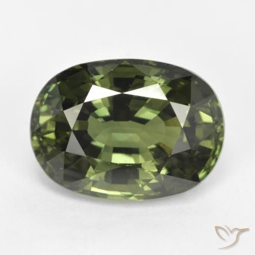 5.35ct Natural Verde oscuro Zafiro, Ovalada, VVS