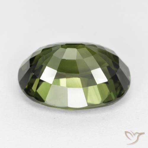Zafiro Verde oscuro natural de 5.35 ct, Ovalada, VVS
