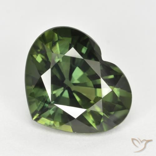 5.30ct Natural Verde oscuro Zafiro, Corazón, VVS
