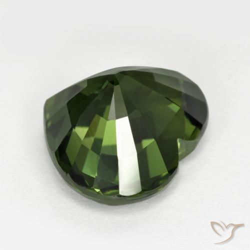 Zafiro Verde oscuro natural de 5.30 ct, Corazón, VVS