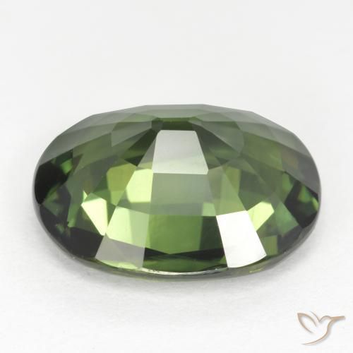 Zafiro Verde terroso natural de 5.52 ct, Ovalada, VVS-VS