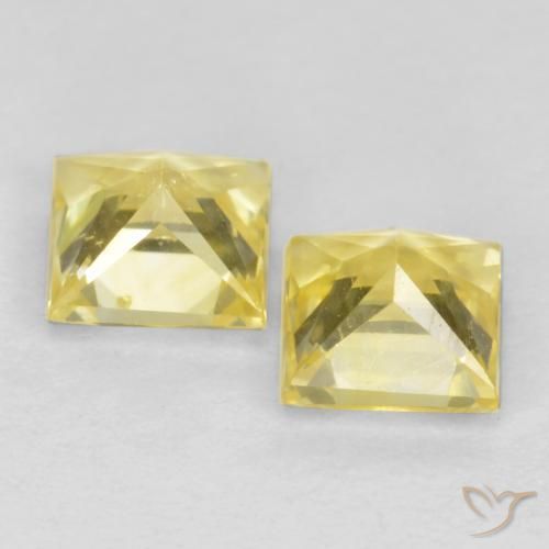 Gemas de Zafiro Amarillo claro medio natural de 0.59 ct, Cuadrado, VS