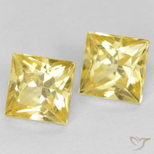 Gemas de Zafiro Amarillo toscana natural de 0.68 ct, Cuadrado, VVS-VS