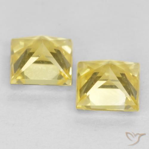 Gemas de Zafiro Amarillo toscana natural de 0.68 ct, Cuadrado, VVS-VS