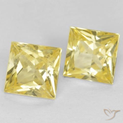 Gemas de Zafiro Amarillo claro medio natural de 0.63 ct, Cuadrado, VVS-VS