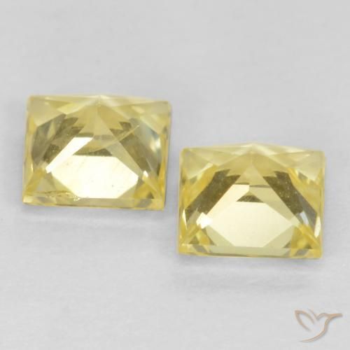 Gemas de Zafiro Amarillo claro medio natural de 0.63 ct, Cuadrado, VVS-VS