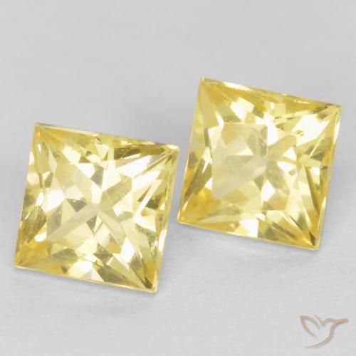 Gemas de Zafiro Amarillo claro medio natural de 0.69 ct, Cuadrado, VVS-VS