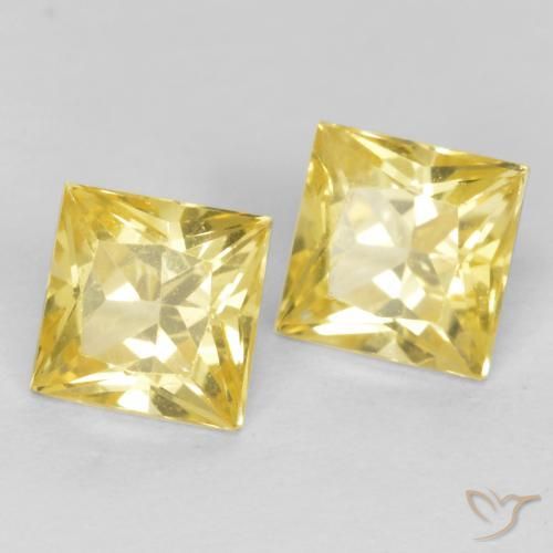 Gemas de Zafiro Amarillo toscana natural de 0.76 ct, Cuadrado, VVS-VS