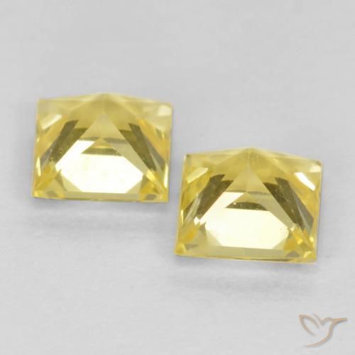 Gemas de Zafiro Amarillo toscana natural de 0.76 ct, Cuadrado, VVS-VS