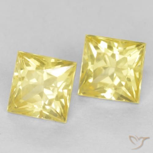 Gemas de Zafiro Amarillo toscana natural de 0.59 ct, Cuadrado, VS