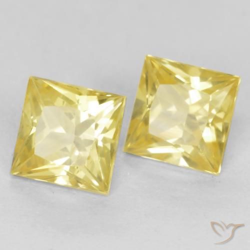 Gemas de Zafiro Amarillo toscana natural de 0.80 ct, Cuadrado, VVS-VS
