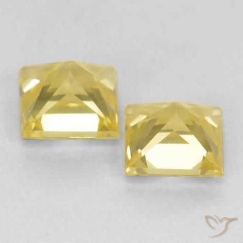 Gemas de Zafiro Amarillo toscana natural de 0.80 ct, Cuadrado, VVS-VS