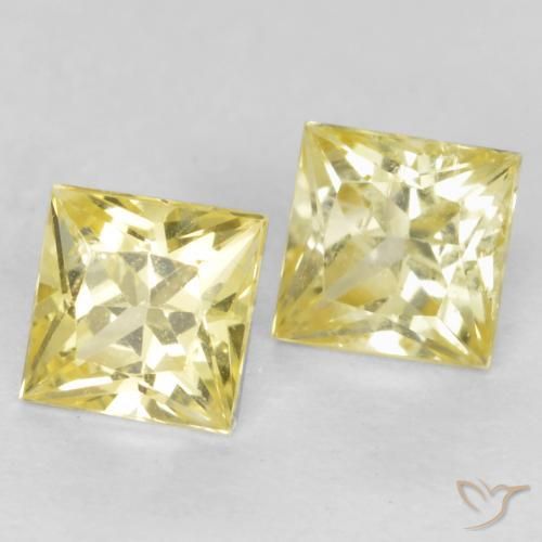 Gemas de Zafiro Amarillo claro medio natural de 0.58 ct, Cuadrado, VS