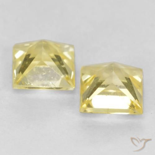 Gemas de Zafiro Amarillo claro medio natural de 0.58 ct, Cuadrado, VS