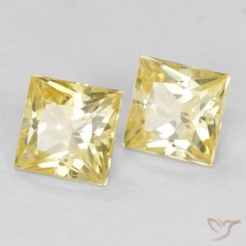 Gemas de Zafiro Amarillo claro medio natural de 0.70 ct, Cuadrado, VVS-VS