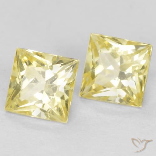 Gemas de Zafiro Amarillo claro medio natural de 0.63 ct, Cuadrado, VVS-VS