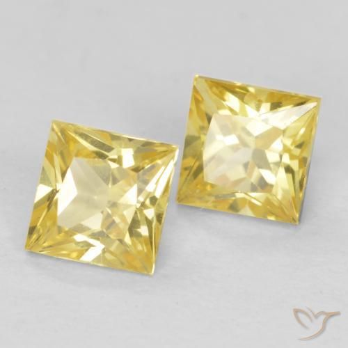 Gemas de Zafiro Amarillo toscana natural de 0.68 ct, Cuadrado, VVS-VS