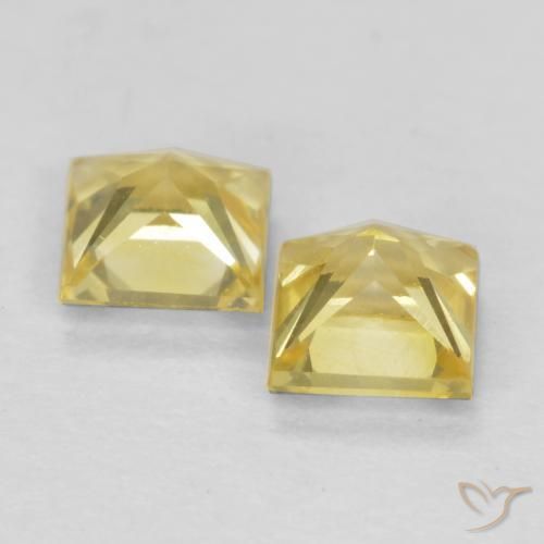 Gemas de Zafiro Amarillo toscana natural de 0.68 ct, Cuadrado, VVS-VS