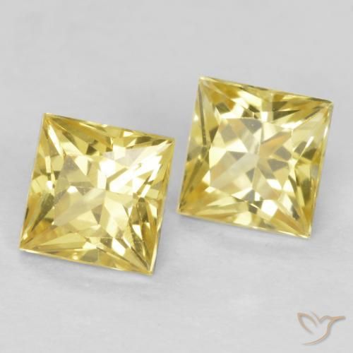 Gemas de Zafiro Amarillo toscana natural de 0.78 ct, Cuadrado, VVS-VS