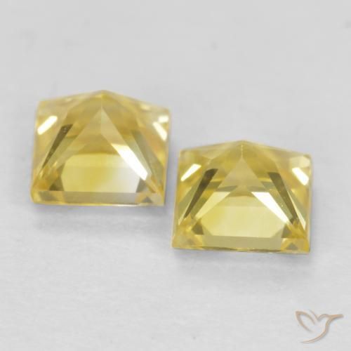 Gemas de Zafiro Amarillo toscana natural de 0.78 ct, Cuadrado, VVS-VS