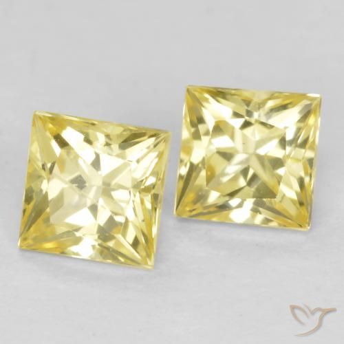 Gemas de Zafiro Amarillo toscana natural de 0.57 ct, Cuadrado, VVS-VS