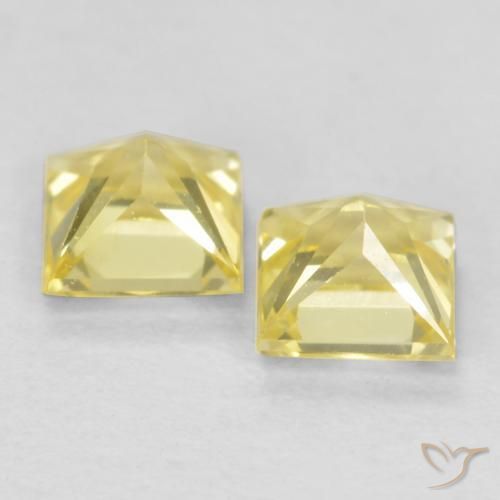 Gemas de Zafiro Amarillo toscana natural de 0.57 ct, Cuadrado, VVS-VS