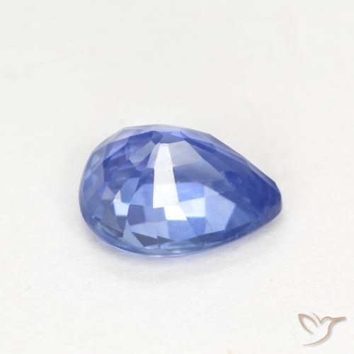 Zafiro Azul marino medio natural de 0.67 ct, En forma de pera, VS-SI