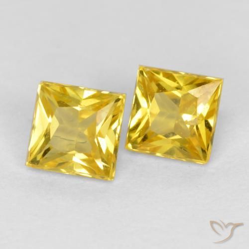 Gemas de Zafiro Amarillo miel natural de 0.64 ct, Cuadrado, VS