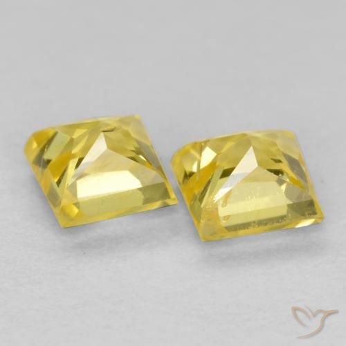 Gemas de Zafiro Amarillo toscana natural de 0.52 ct, Cuadrado, VS