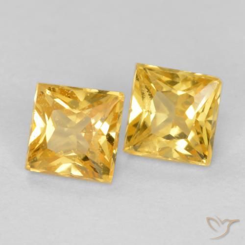 Gemas de Zafiro Dorado natural de 0.54 ct, Cuadrado, VS
