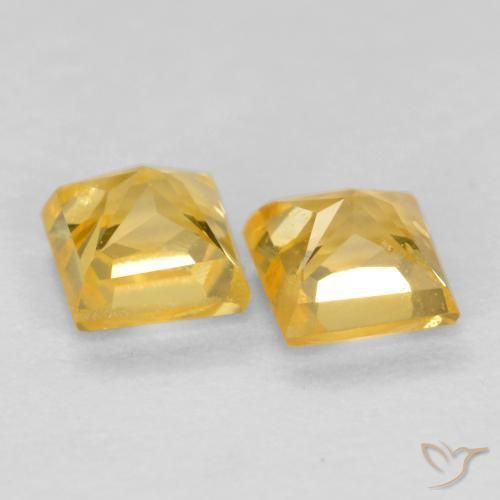 Gemas de Zafiro Dorado natural de 0.54 ct, Cuadrado, VS