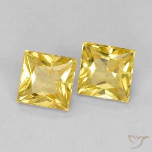 Gemas de Zafiro Amarillo toscana natural de 0.59 ct, Cuadrado, VS