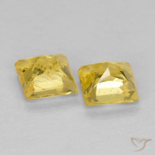 Gemas de Zafiro Amarillo toscana natural de 0.59 ct, Cuadrado, VS
