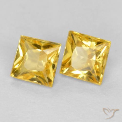Gemas de Zafiro Amarillo miel natural de 0.53 ct, Cuadrado, VS