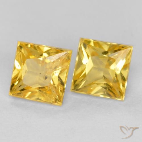 Gemas de Zafiro Amarillo miel natural de 0.58 ct, Cuadrado, VS