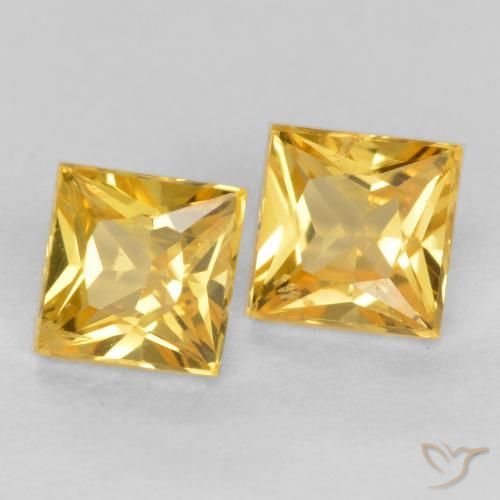 Gemas de Zafiro Dorado natural de 0.58 ct, Cuadrado, VS