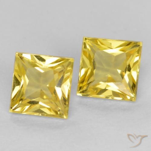 Gemas de Zafiro Amarillo toscana natural de 0.58 ct, Cuadrado, VS