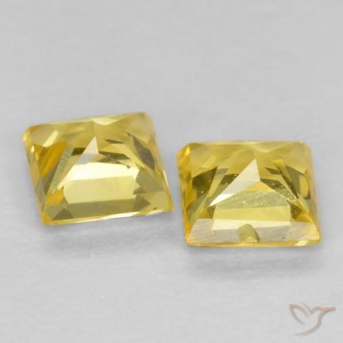Gemas de Zafiro Amarillo toscana natural de 0.58 ct, Cuadrado, VS