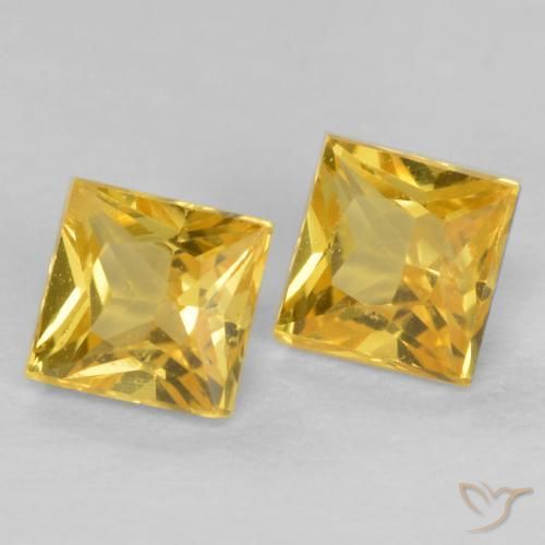 Gemas de Zafiro Amarillo púrpura natural de 0.58 ct, Cuadrado, VS