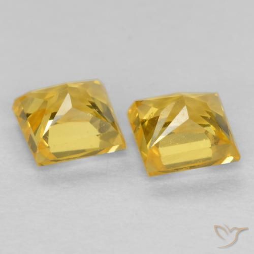 Gemas de Zafiro Amarillo púrpura natural de 0.58 ct, Cuadrado, VS