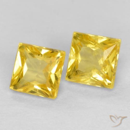 Gemas de Zafiro Amarillo miel claro natural de 0.54 ct, Cuadrado, VS
