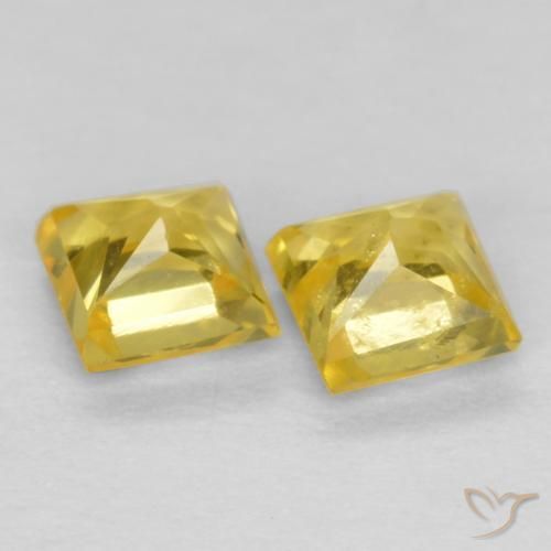 Gemas de Zafiro Amarillo miel claro natural de 0.54 ct, Cuadrado, VS