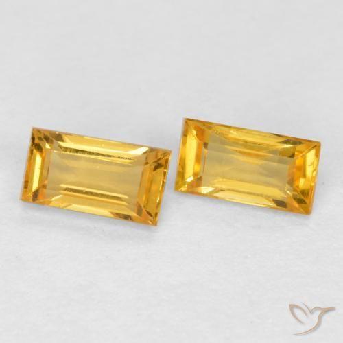 0.47ctw Natural Naranja dorado Zafiro, Corte Baguette, VS