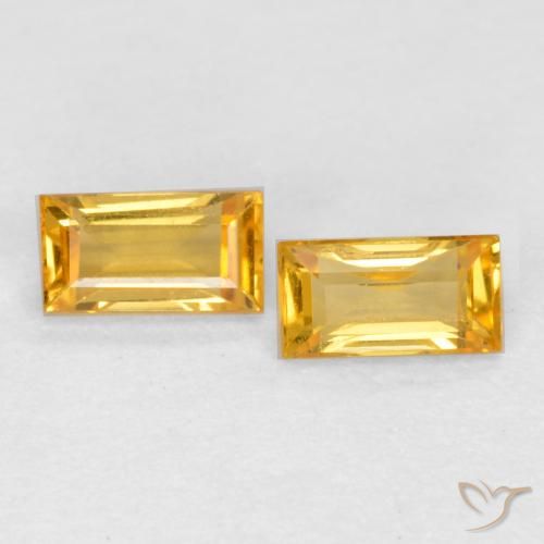 Gemas de Zafiro Naranja dorado natural de 0.47 ct, Corte Baguette, VS