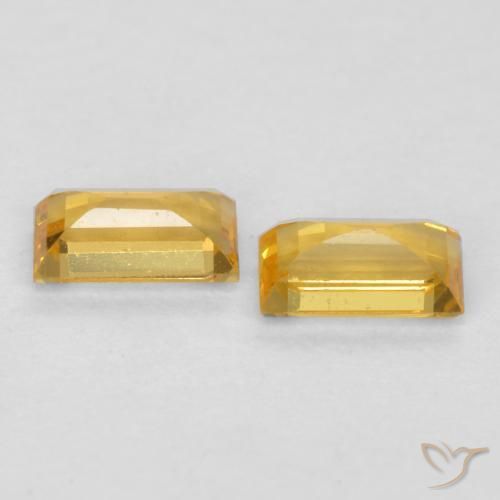 Gemas de Zafiro Naranja dorado natural de 0.47 ct, Corte Baguette, VS