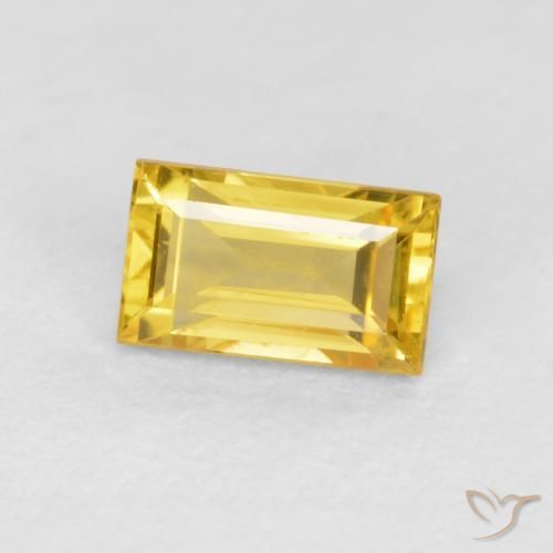 Zafiro Dorado natural de 0.41 ct, Corte Baguette, VS